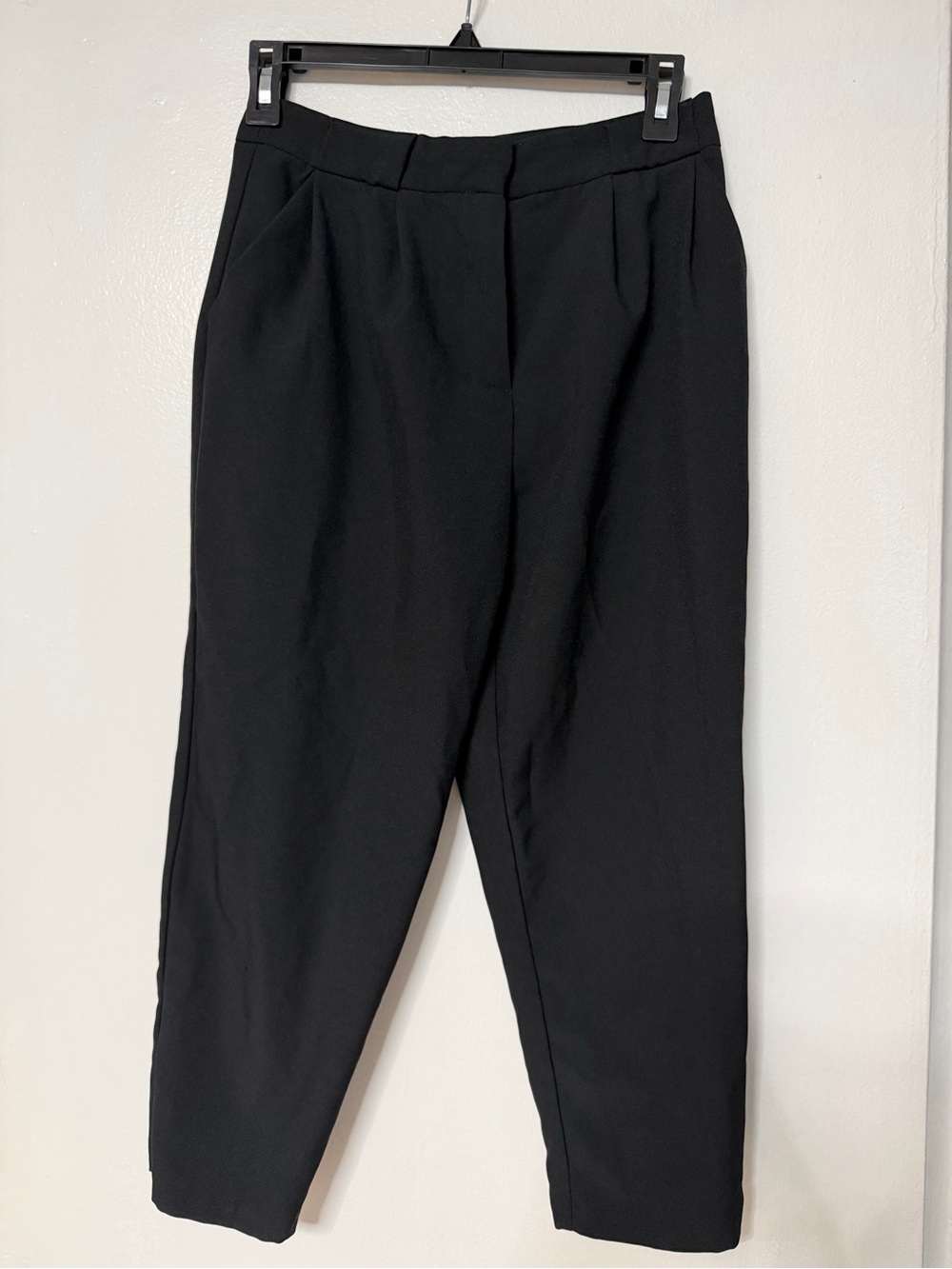 ASOS Petite Black Pleated Cropped High-Rise Trousers
